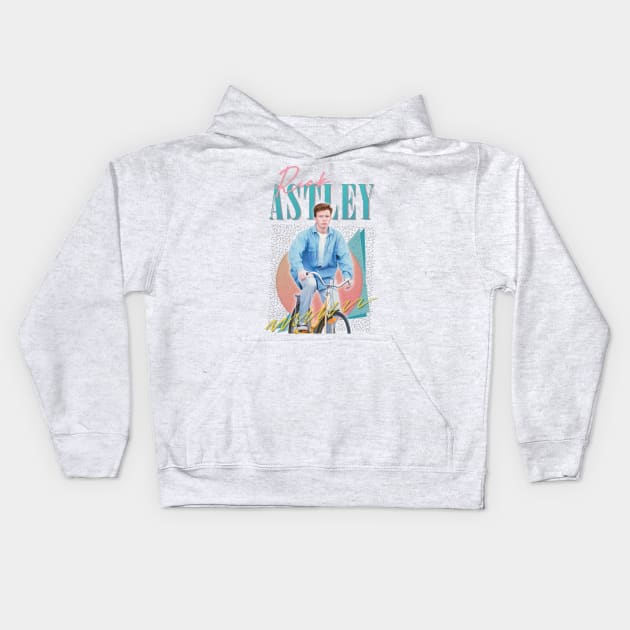 Rick Astley -- 80s Vibin' Cyclin' Aesthetic Design Kids Hoodie by DankFutura